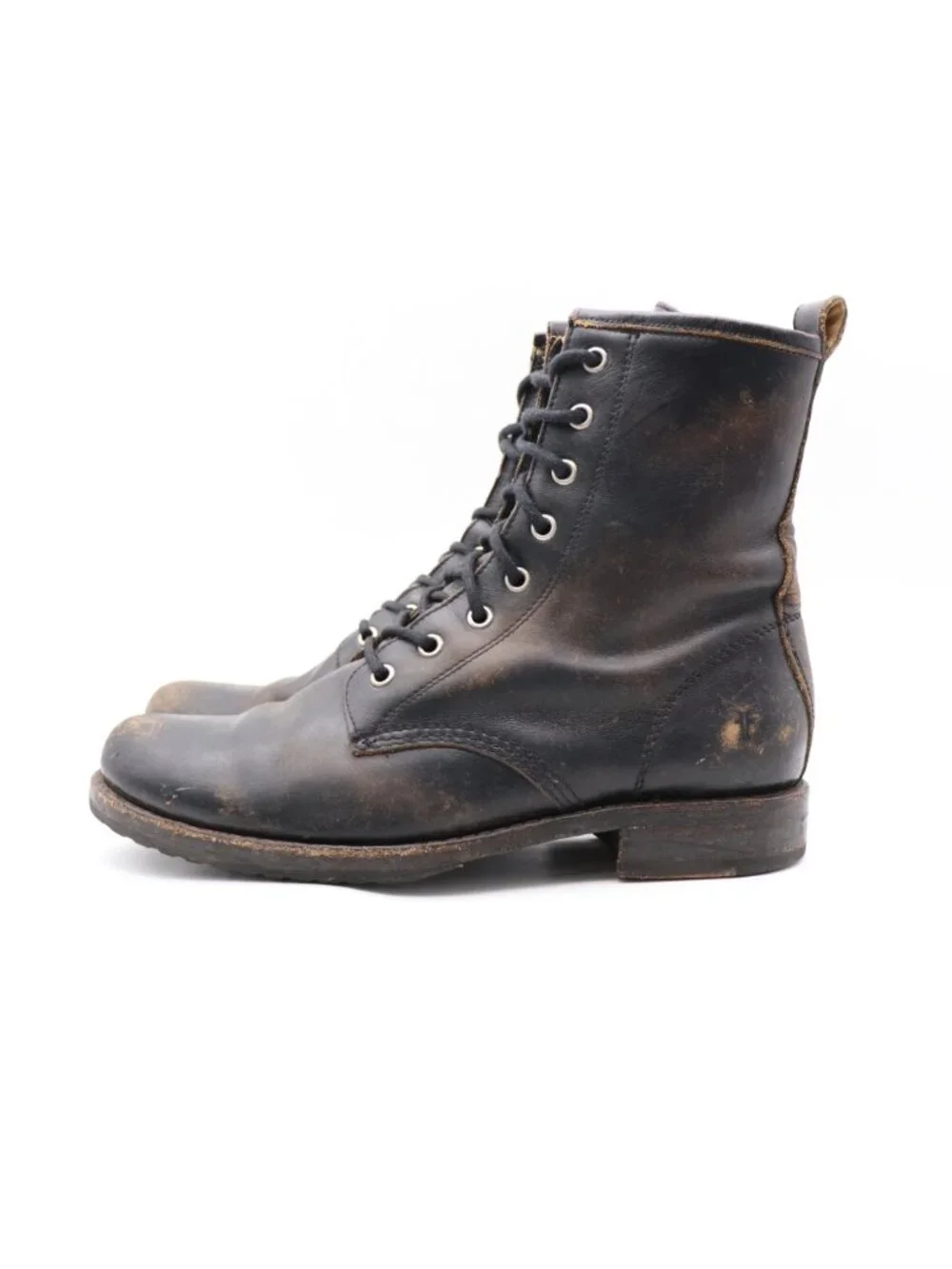 Frye Veronica Rustic Black Women’s 9.5 B Distressed Leather Combat Lace Up Boots